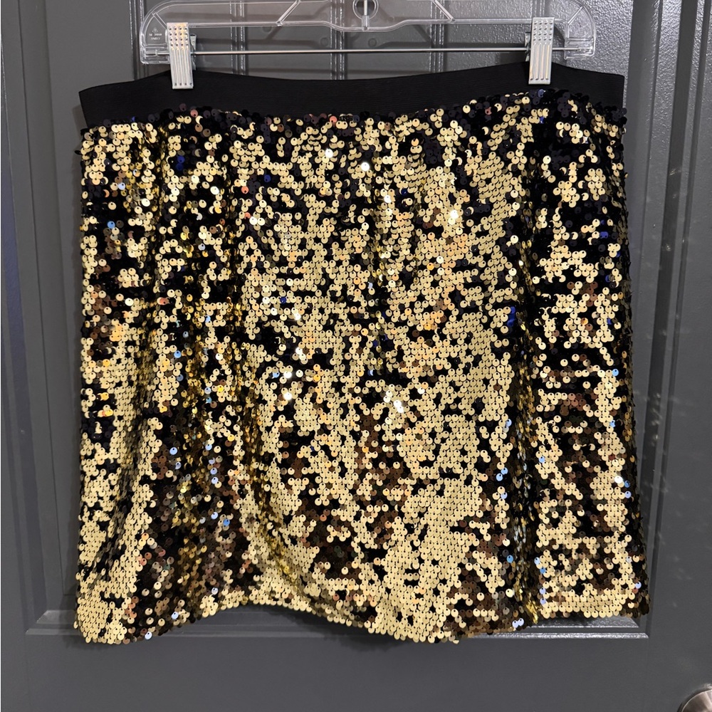 Free Press Sequin Gold and Black Women's Mini Party Skirt